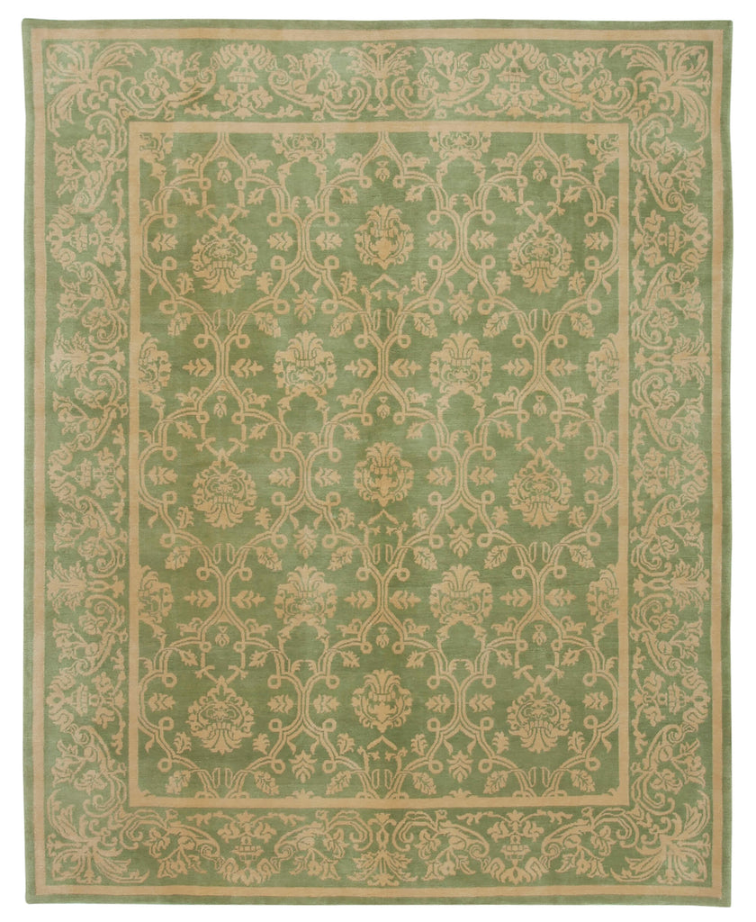 Handmade Oushak Rug 250x310cm - Green and Beige Elegance
