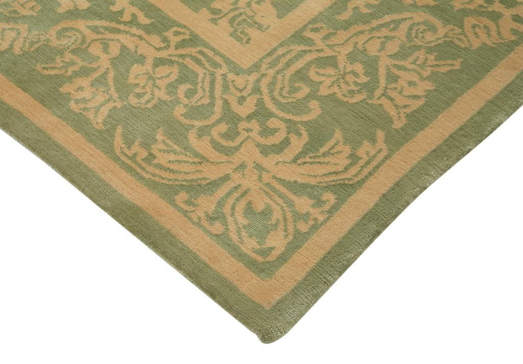 Handmade Oushak Rug 250x310cm - Green and Beige Elegance