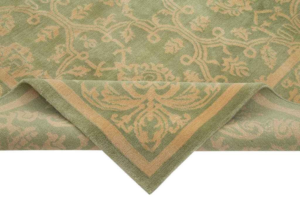 Handmade Oushak Rug 250x310cm - Green and Beige Elegance
