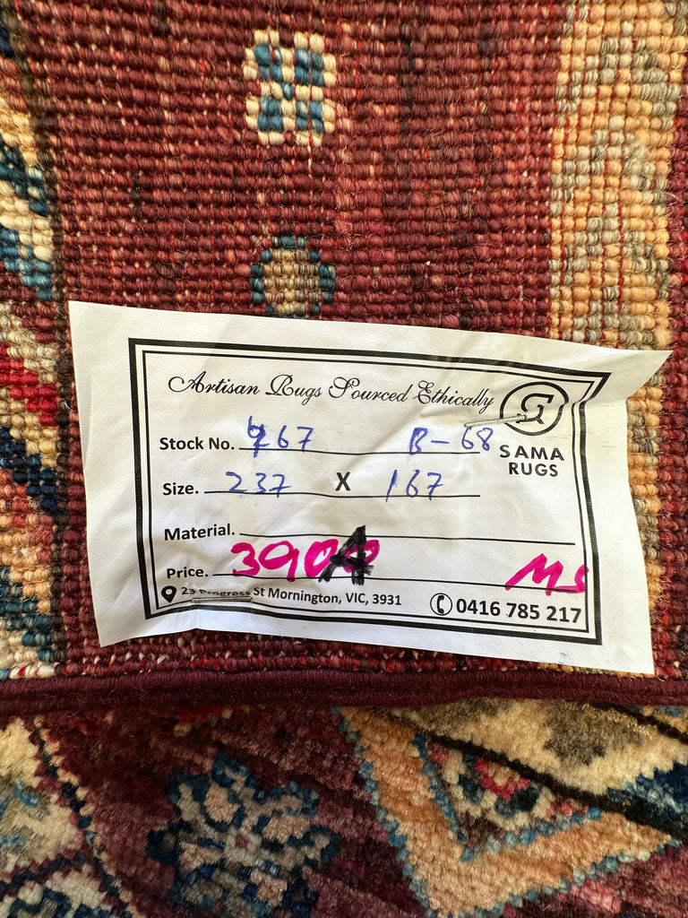 Afghan handmade rug,Chobi. Size: 237x167 cm