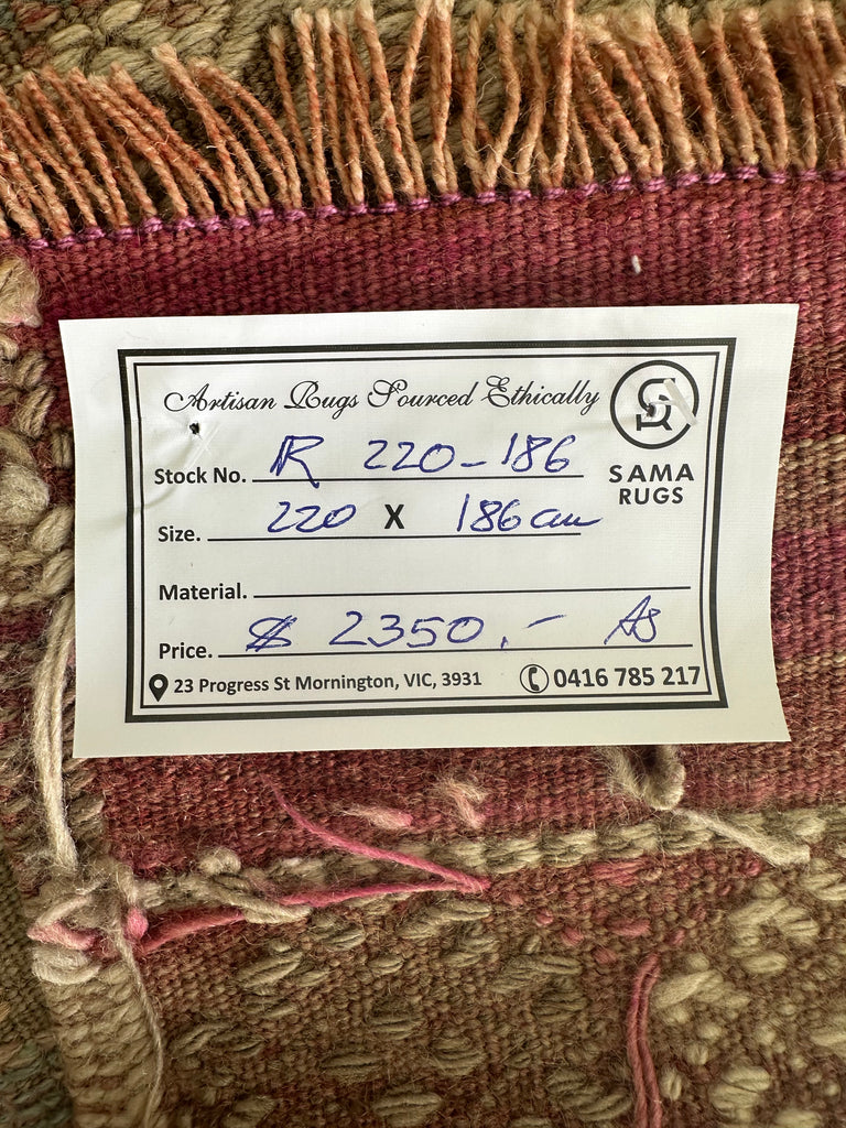 Hand woven Turkish vintage rug 220x186 cm