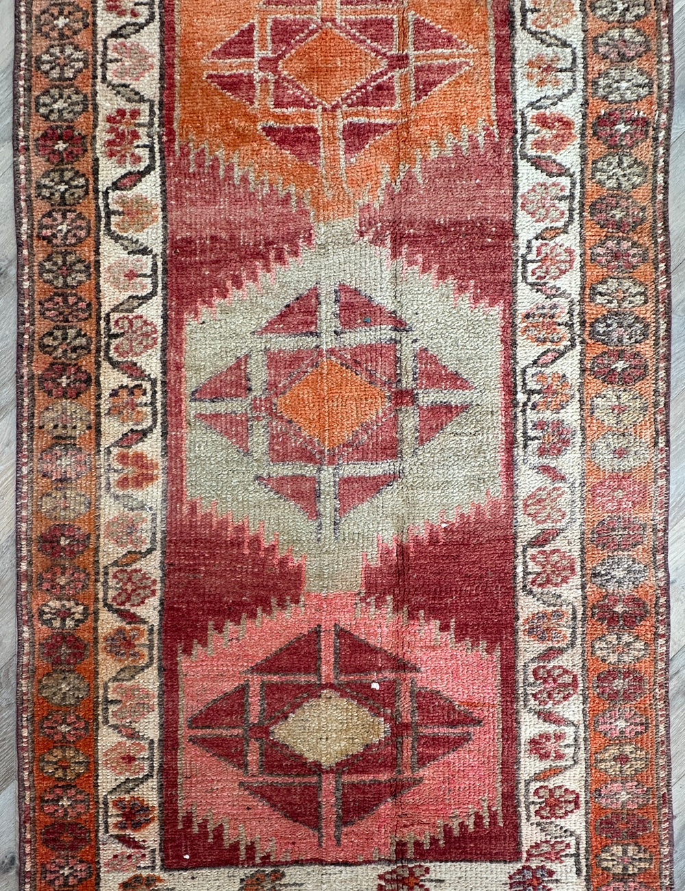Vintage Turkish hand-made runner 453x92 cm