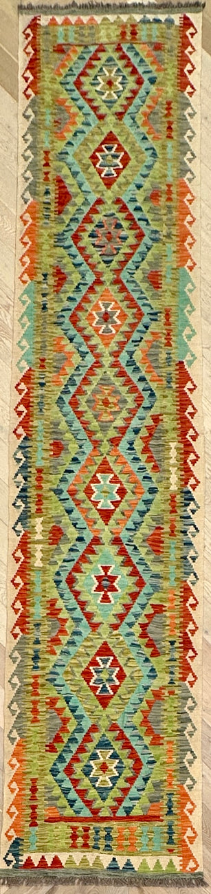Afghan hand made Kilim runner 387x86 cm