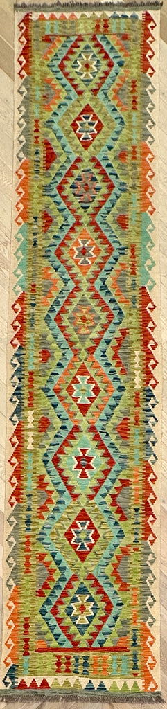 Afghan hand made Kilim runner 387x86 cm