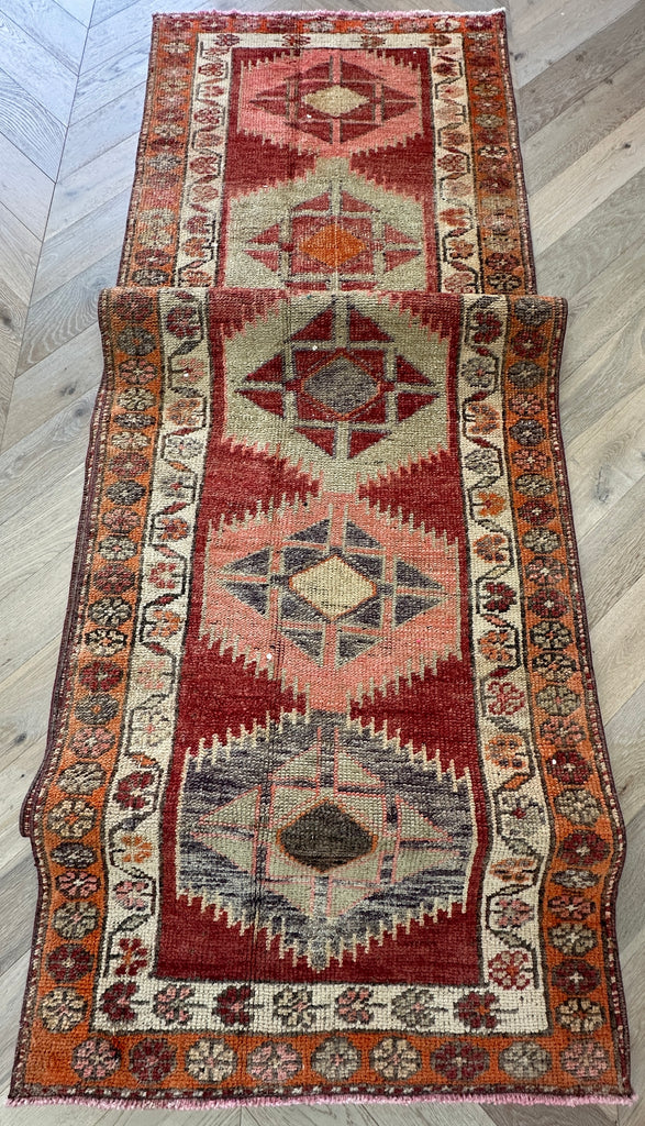 Vintage Turkish hand-made runner 453x92 cm