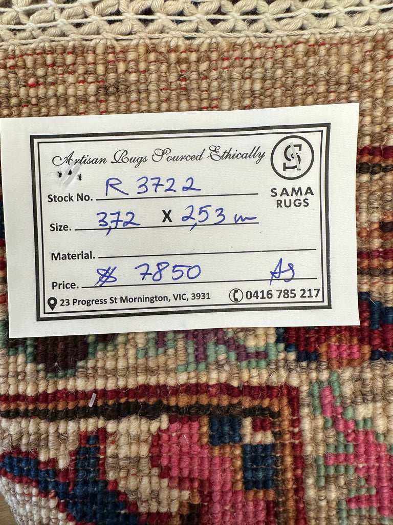 Afghan handmade rug,Chobi. Size:372x253 cm