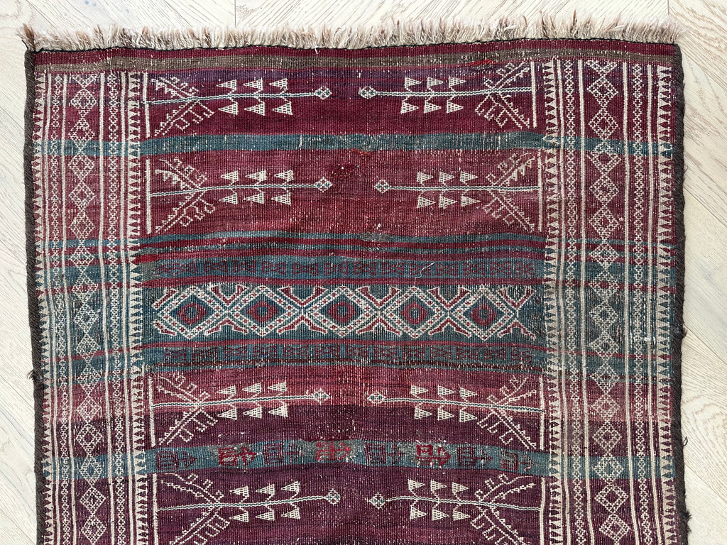 Vintage Afghan handmade Kilim(QALAE NAW) runner 235x83 cm