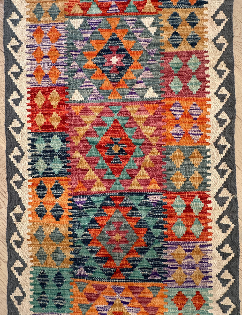 Afghan hand made Kilim runner 389x80 cm