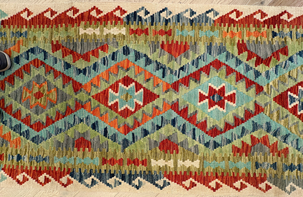 Afghan hand made Kilim runner 387x86 cm