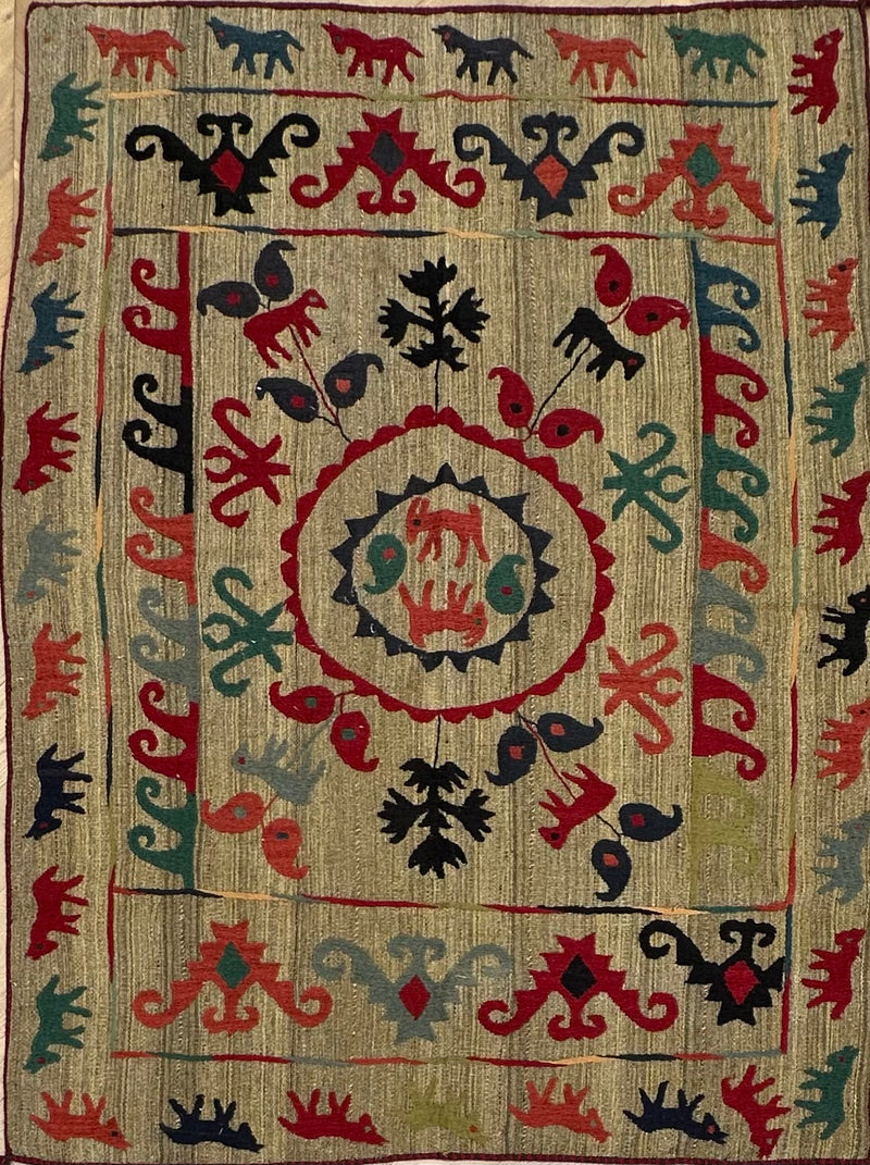 Afghan handmade tribal rug Suzani, size 202x149 cm