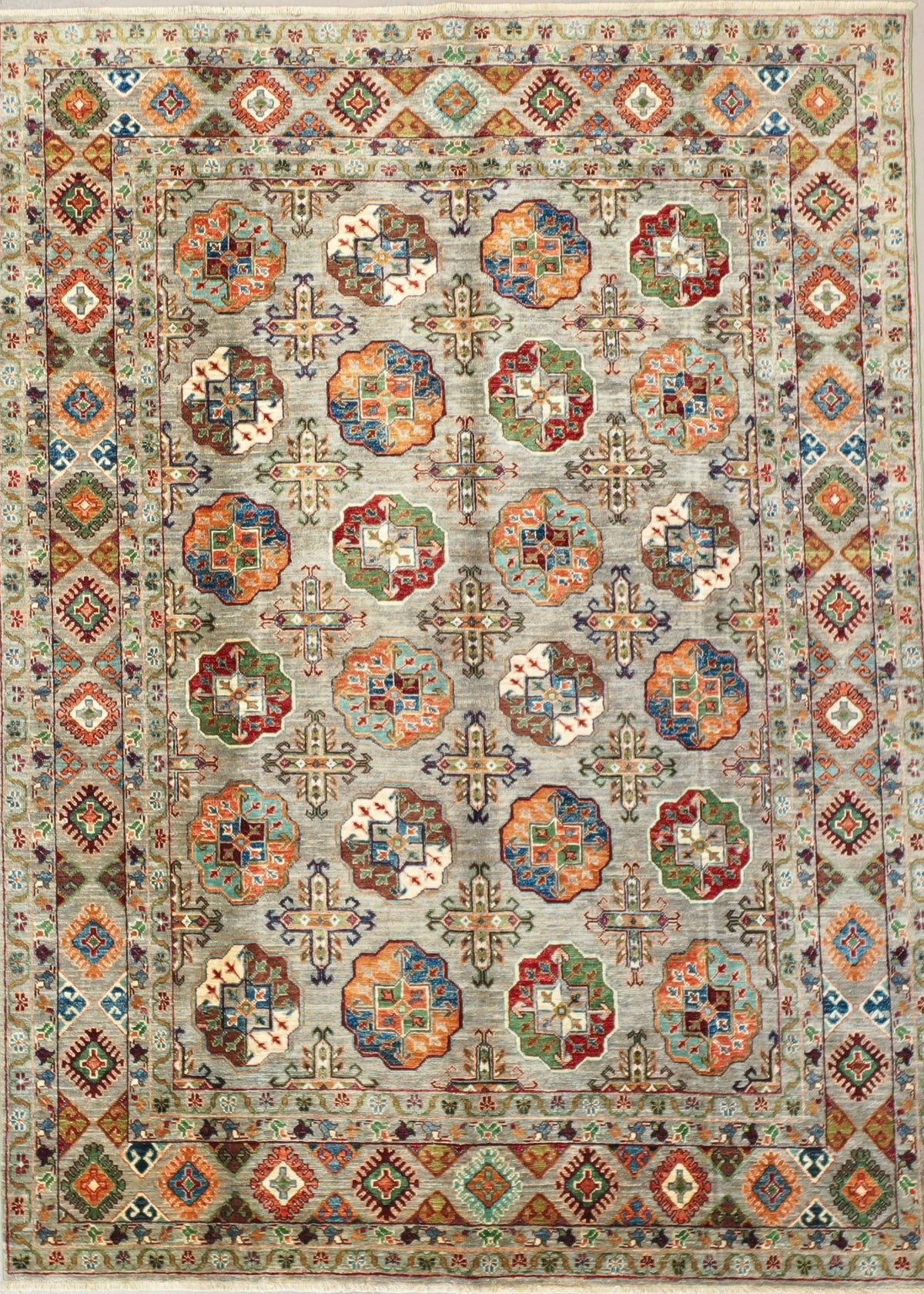Grey Afghan Chobi rug 232x172