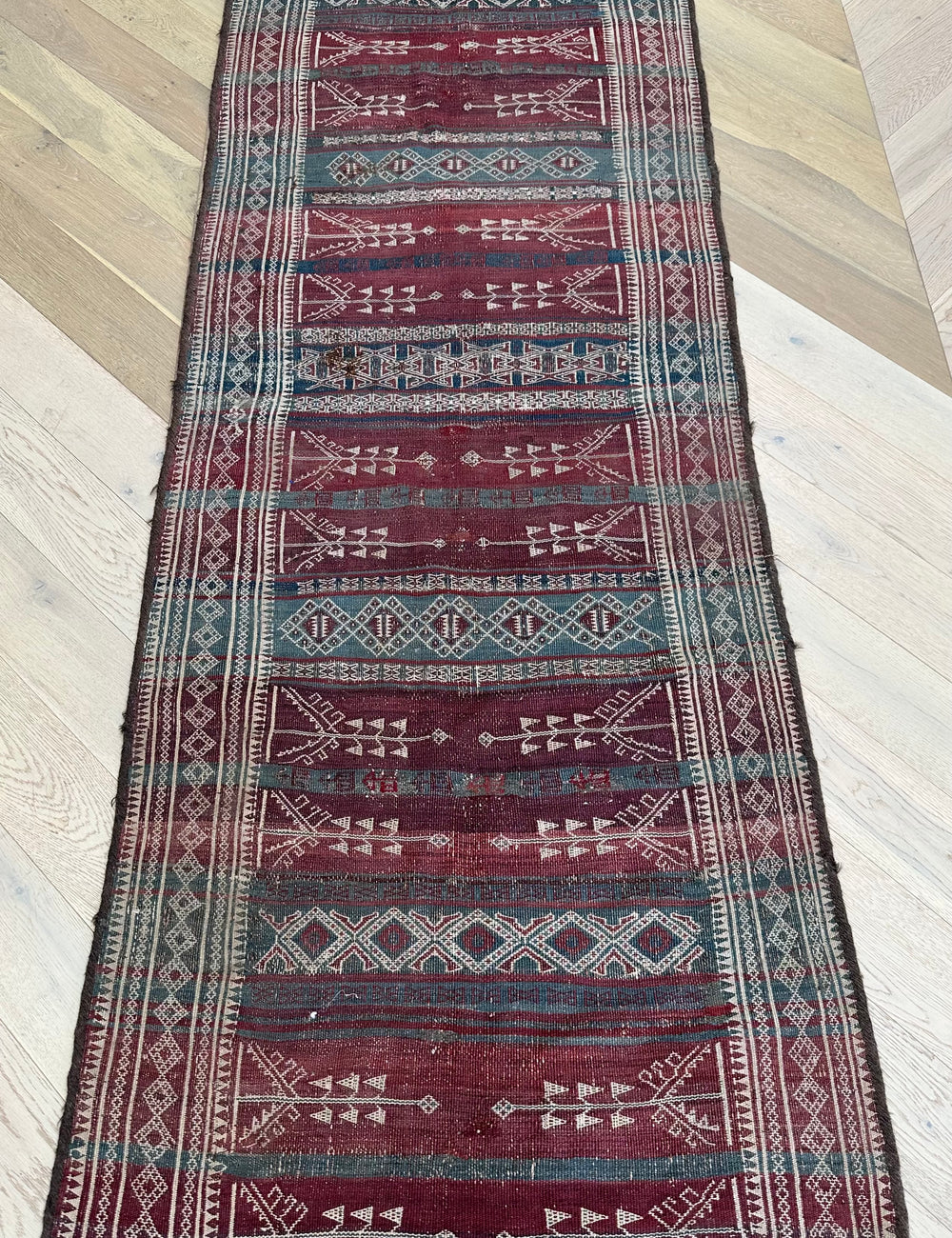 Vintage Afghan handmade Kilim(QALAE NAW) runner 235x83 cm