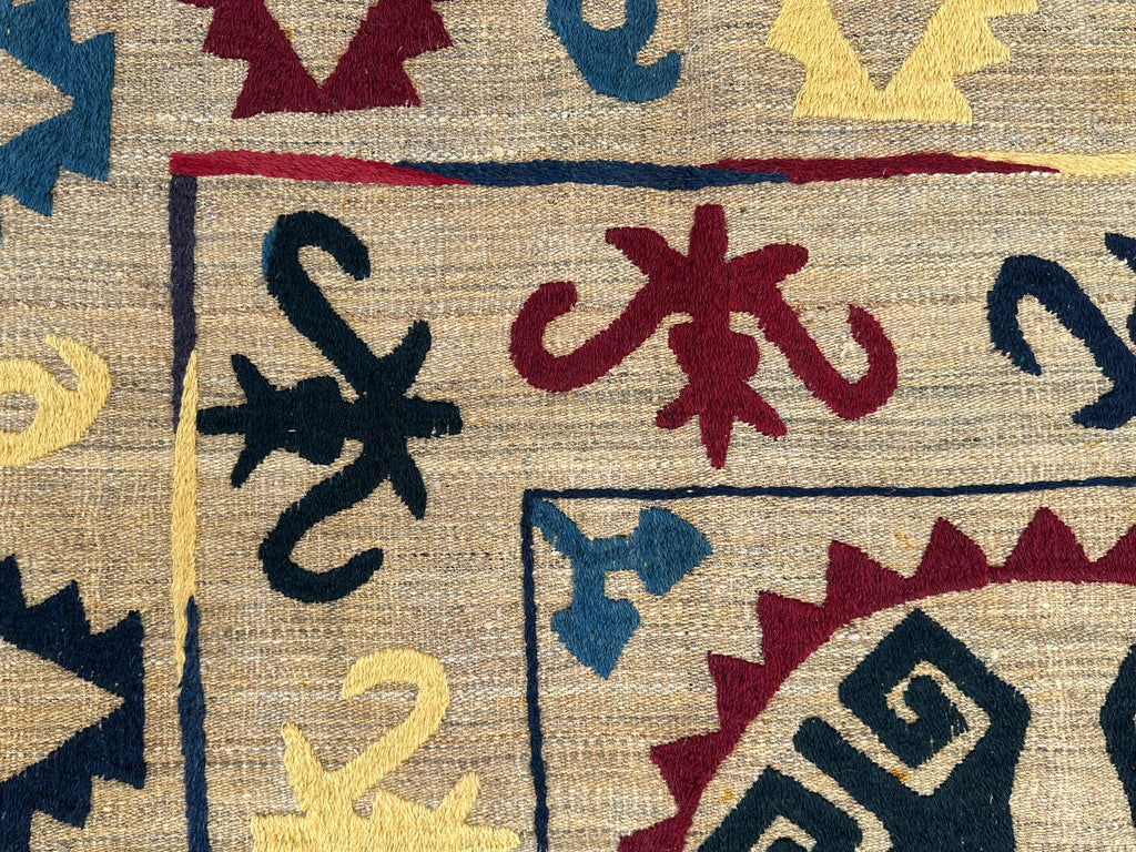 Afghan handmade tribal rug Suzani, size 214x146 cm