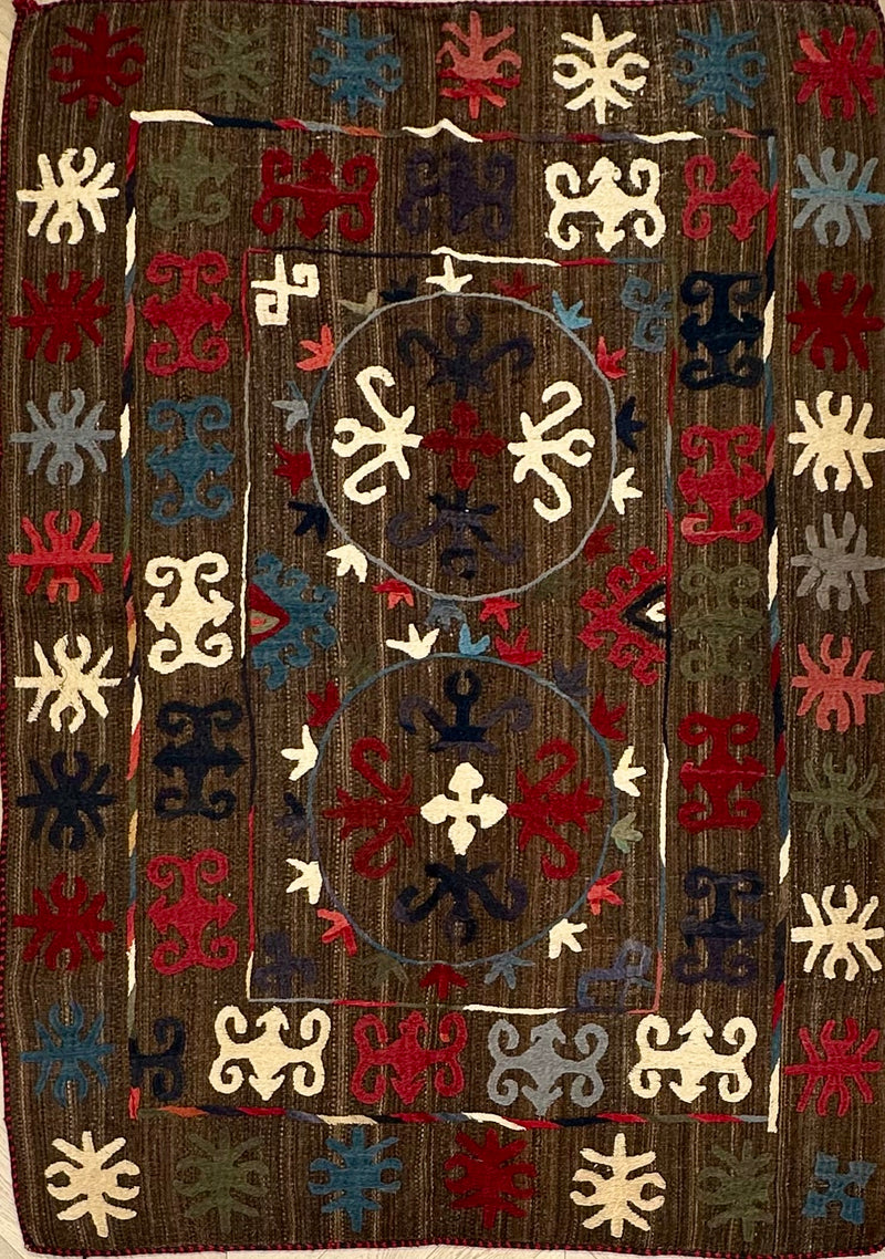 Afghan handmade tribal rug Suzani, size 203x147 cm