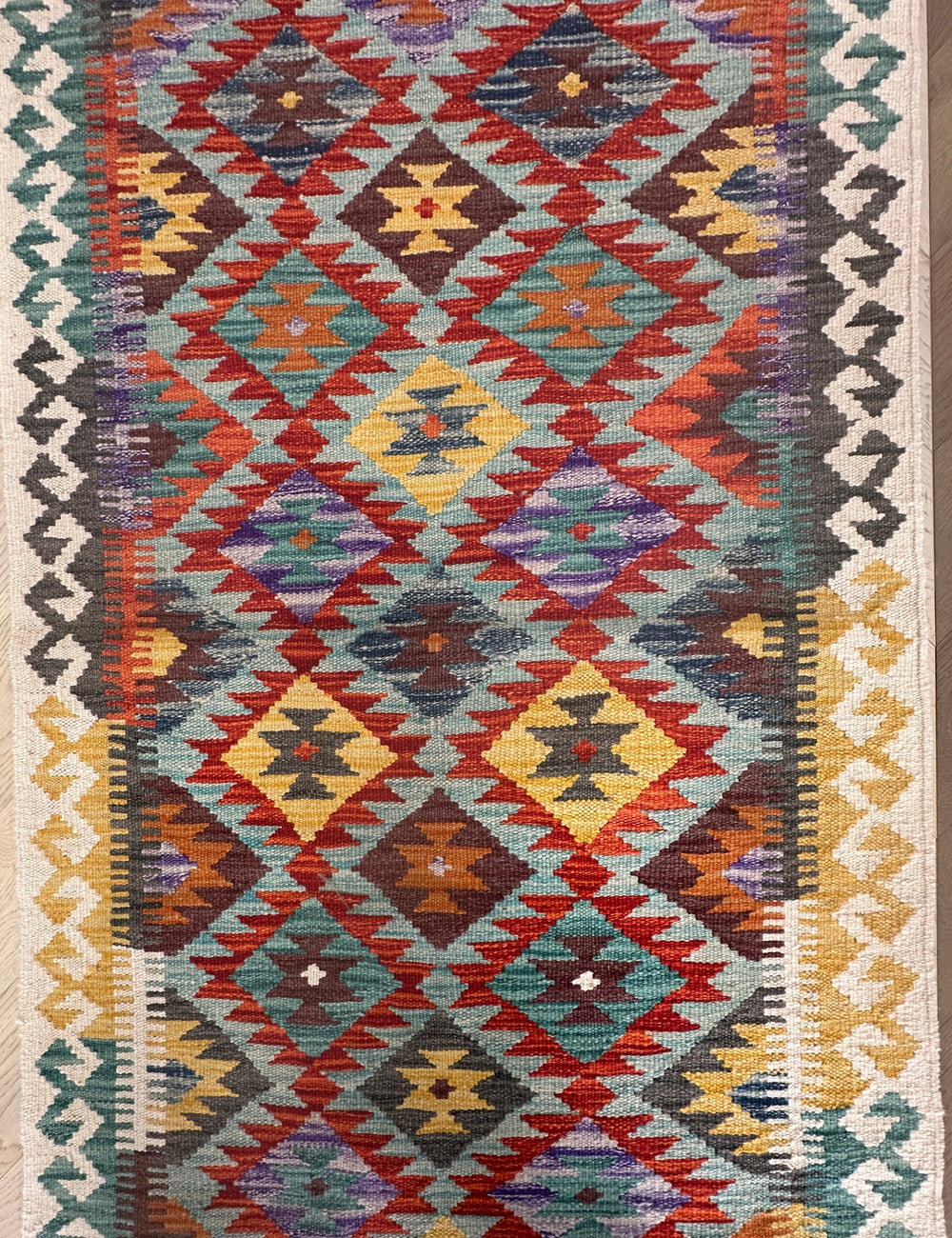 Afghan hand made Kilim runner 301x86 cm