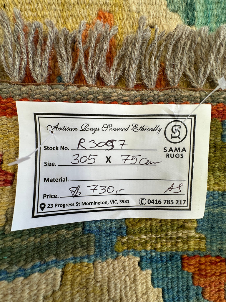 Afghan hand made Kilim runner 305x75 cm