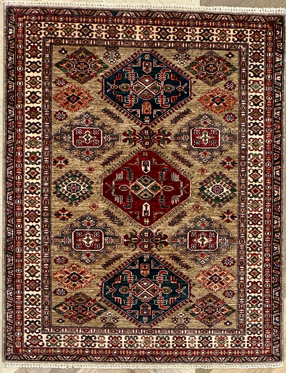 Afghan handmade rug,Chobi. Size: 198x159 cm