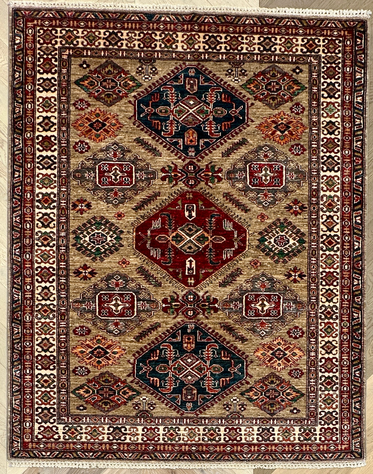 Afghan handmade rug,Chobi. Size: 198x159 cm