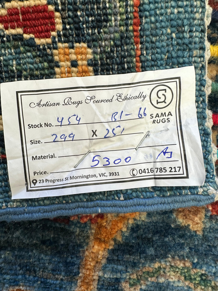 Afghan handmade rug,Chobi. Size:299x251cm