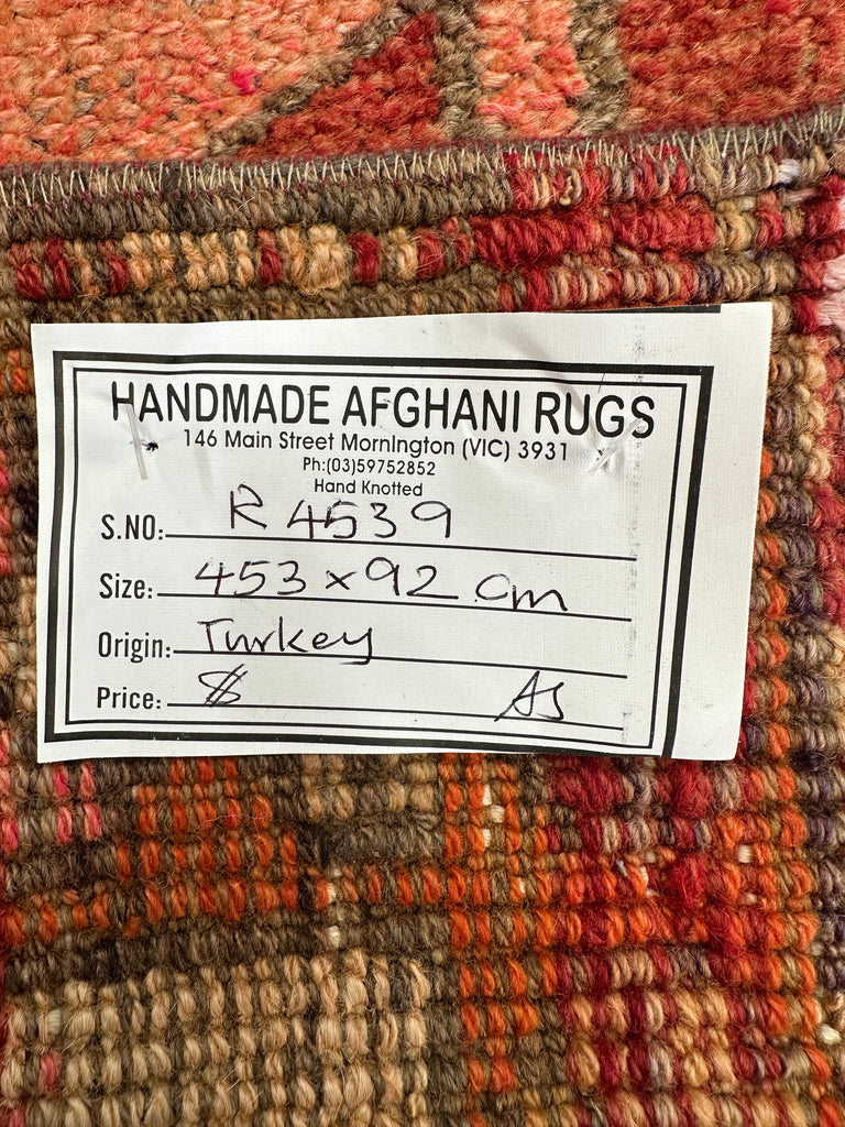 Vintage Turkish hand-made runner 453x92 cm