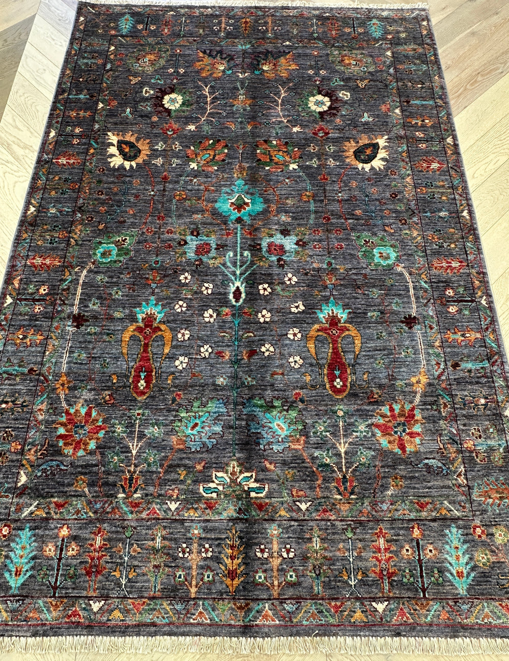 Afghan handmade rug,Chobi. Size: 226x148 cm