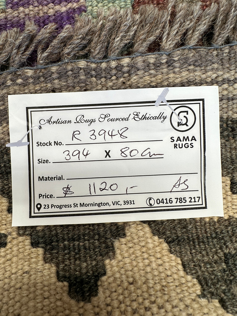 Afghan hand made Kilim runner 394x80 cm