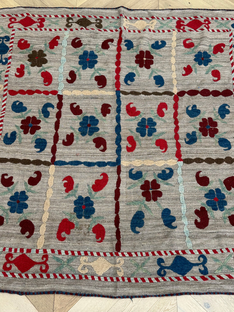 Afghan handmade tribal rug Suzani, size 182x172 cm