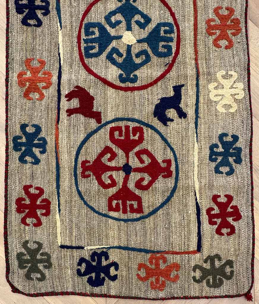 Afghan handmade tribal runner Suzani, size 300x90 cm