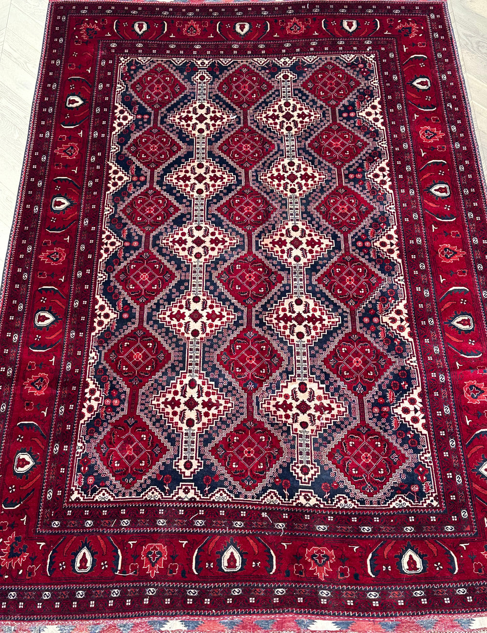 Afghan handmade extremely fine quality with 100 percent Belgian wool. Size:  310x200 cm