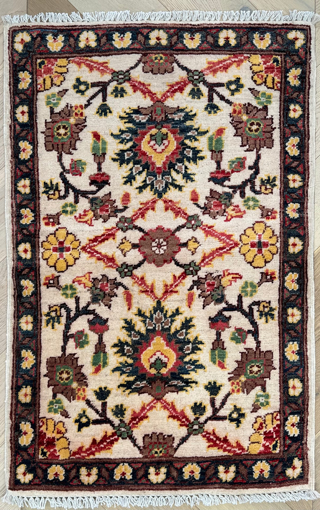 Afghan handmade small rug, doormat Chobi. Size: 89x57 cm