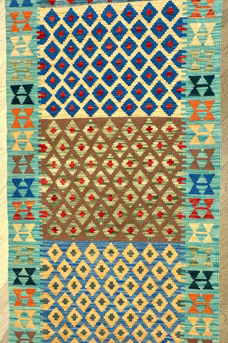 Afghan hand made Kilim runner 306x85 cm