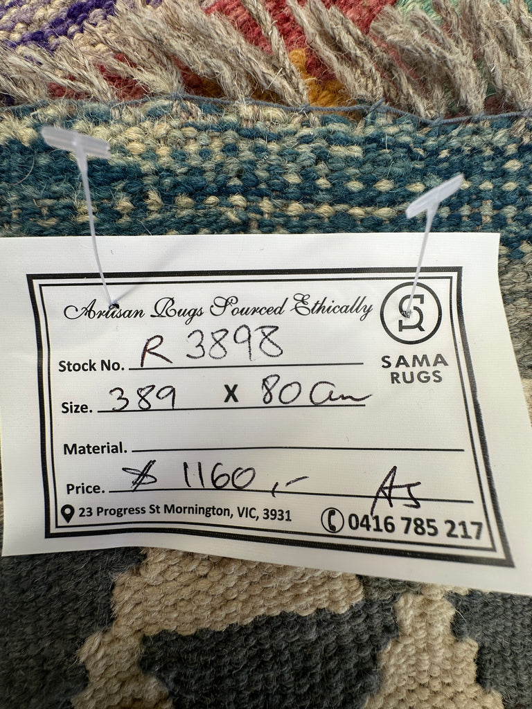 Afghan hand made Kilim runner 389x80 cm