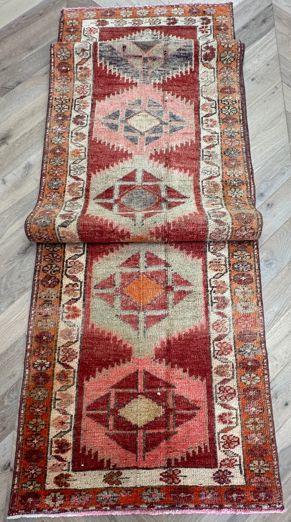 Vintage Turkish hand-made runner 453x92 cm
