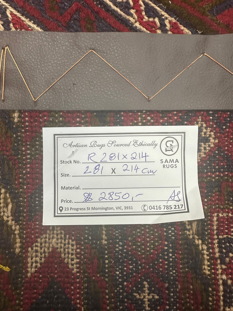 HANDMADE AFGHAN MUSHWANI KILIM | 281x214 CM|