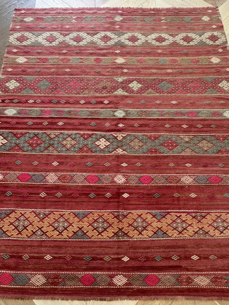 Hand woven Turkish vintage rug 220x186 cm