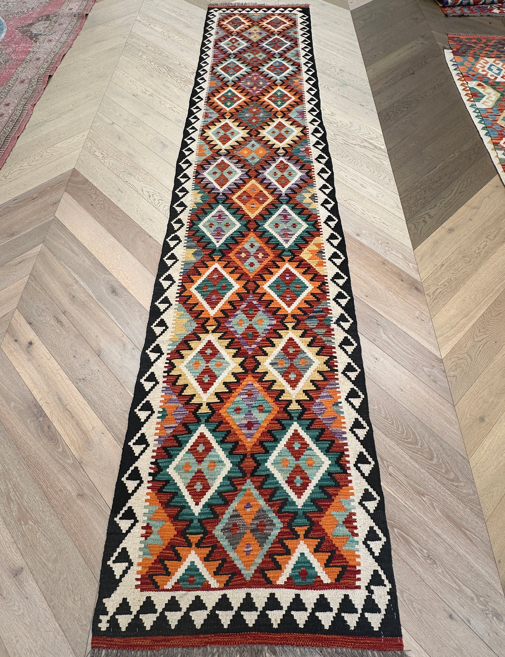 Afghan hand made Kilim runner 393x80 cm