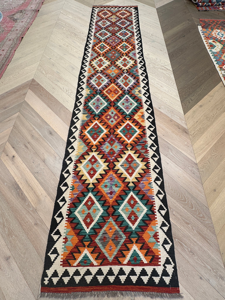 Afghan hand made Kilim runner 393x80 cm