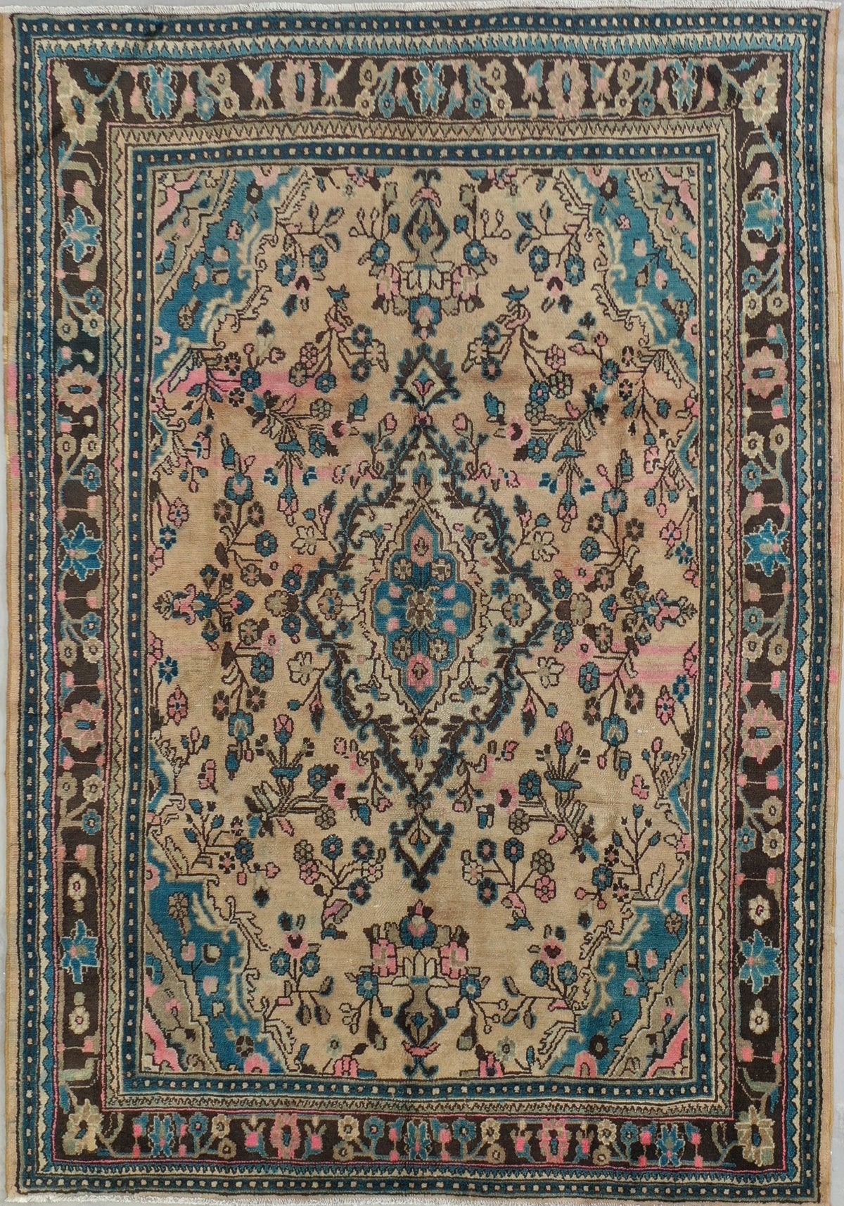 Afghan Vintage Sarouk rug beige/pink 303x212cm