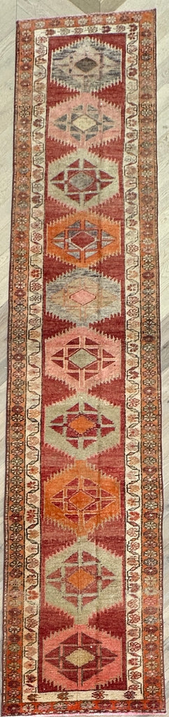 Vintage Turkish hand-made runner 453x92 cm