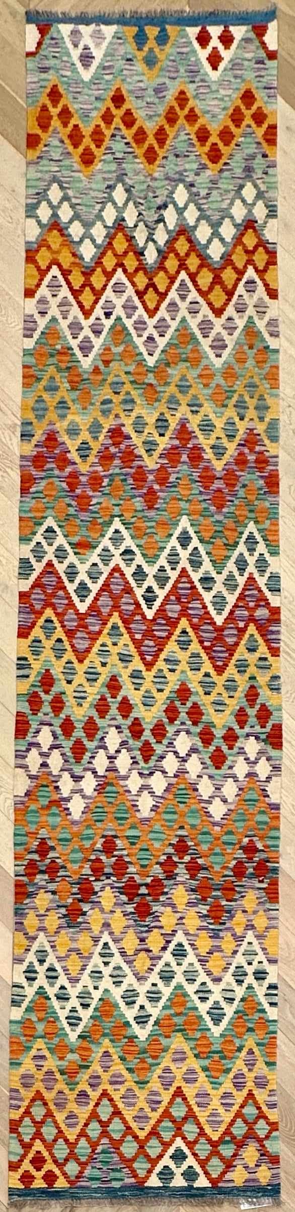 Afghan hand made Kilim runner 402x87 cm