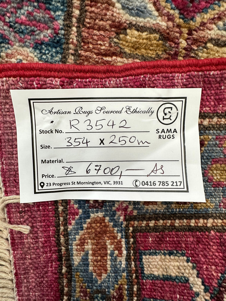 Afghan handmade rug,Chobi. Size:354x250 cm