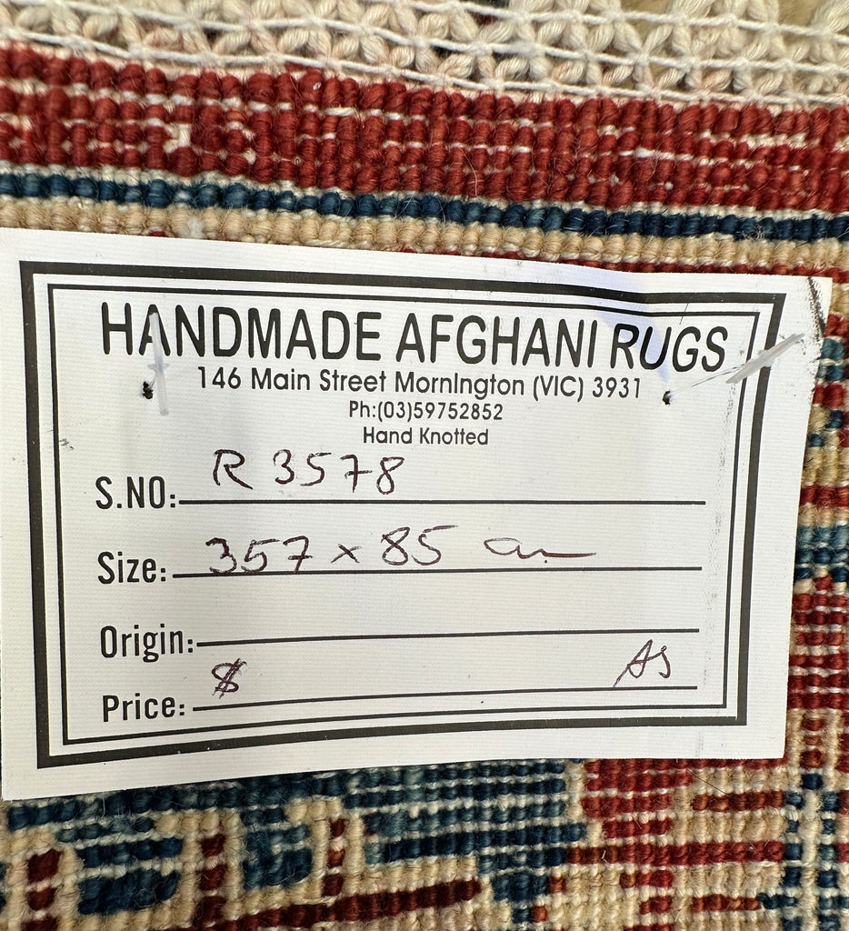 Afghan handmade chobi runner 357x85cm