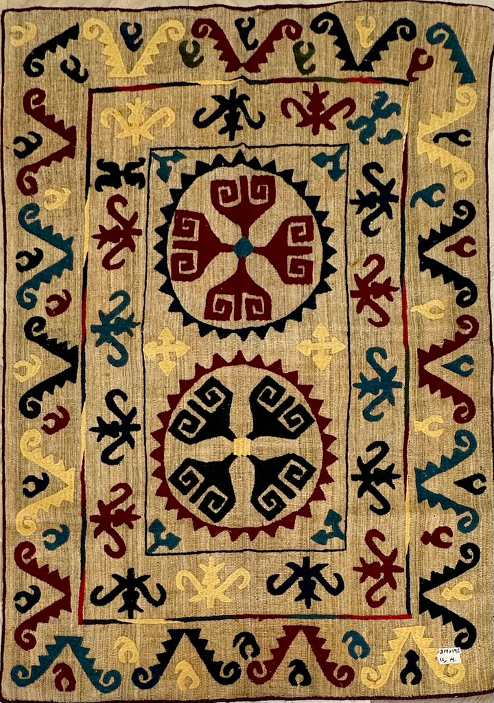 Afghan handmade tribal rug Suzani, size 214x146 cm