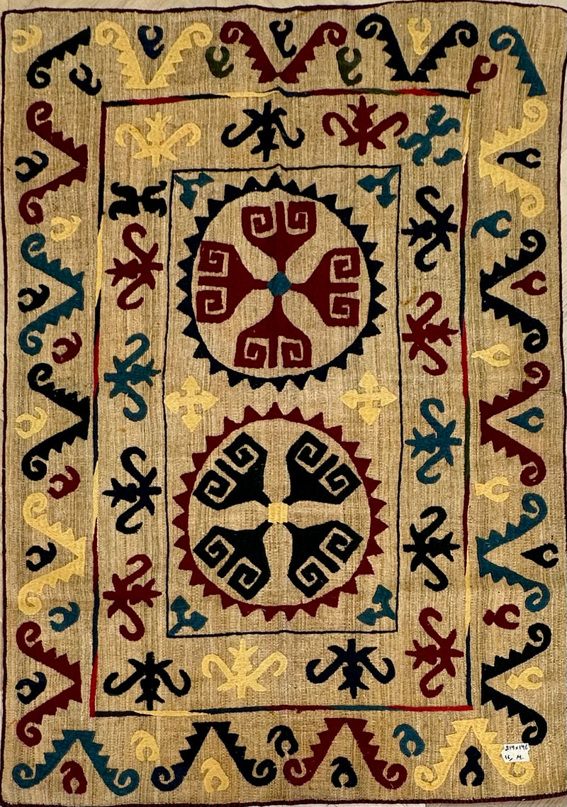 Afghan handmade tribal rug Suzani, size 214x146 cm