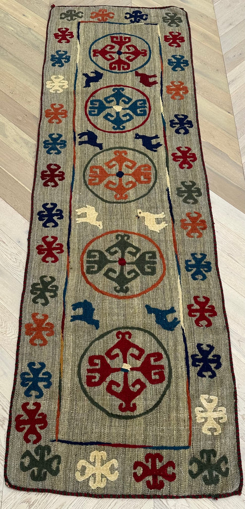 Afghan handmade tribal runner Suzani, size 300x90 cm