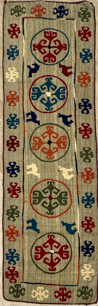 Afghan handmade tribal runner Suzani, size 300x90 cm