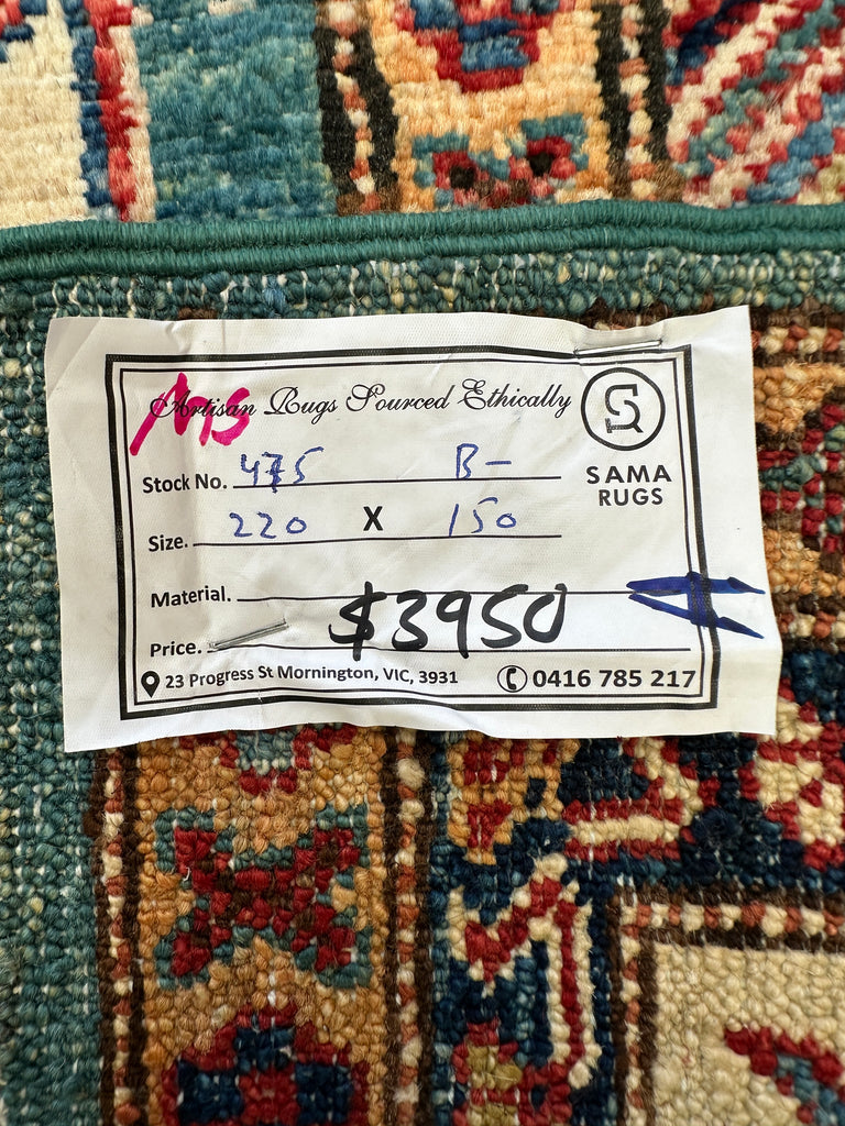 Afghan handmade rug,Chobi . Size: 220x150 cm