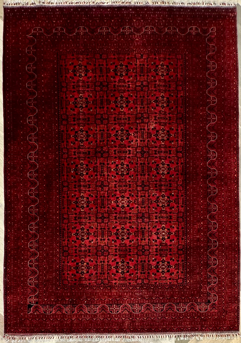 Afghan handmade extremely fine quality with 100 percent Belgian wool. Size: 280x200 cm