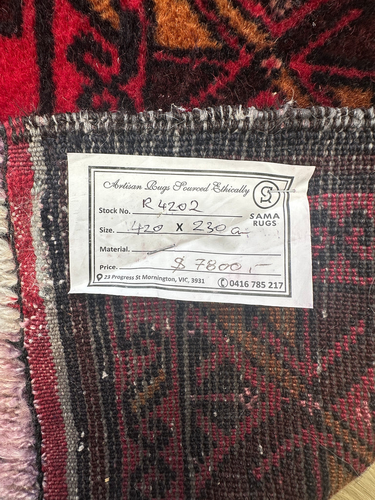 Handmade Afghan Maimana Rug 420x230  cm