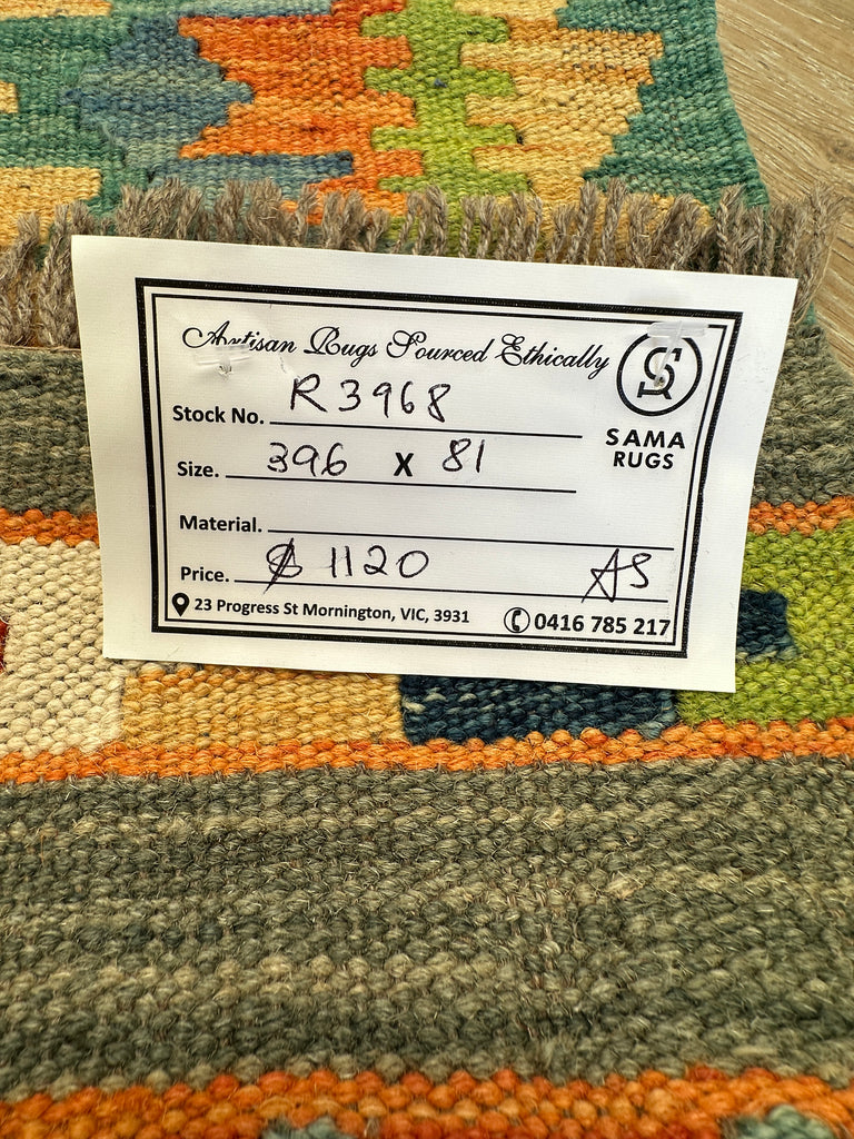 Afghan hand made Kilim runner 396x81 cm